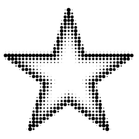 Abstract star shaped frame created with halftone dots, adding a dynamic and creative touch to visual content. Ideal for decorative pop art style retro designs.のイラスト素材