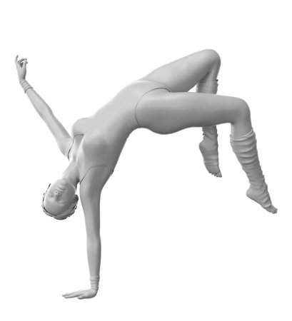 3D female mannequin in ballet dancer pose, capturing the grace and elegance of ballet movements. Ideal for dance-themed designs and artistic projects. 3D Illustrationの写真素材