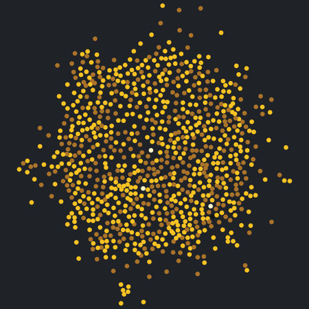 Abstract golden stipple spray circle, dissolving points, dotted glitters texture. Ideal for graphic design and technology concepts, the image showcases simplicity and precision in a modern style.のイラスト素材