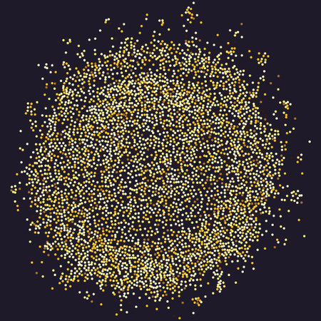 Abstract golden stipple spray circle, dissolving points, dotted glitters texture. Ideal for graphic design and technology concepts, the image showcases simplicity and precision in a modern style.のイラスト素材