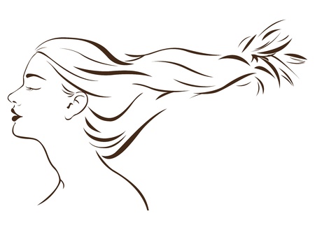 Long hair streaming to the wind.のイラスト素材