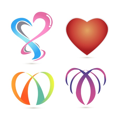 four shape of Logo, heart shape, about love.のイラスト素材