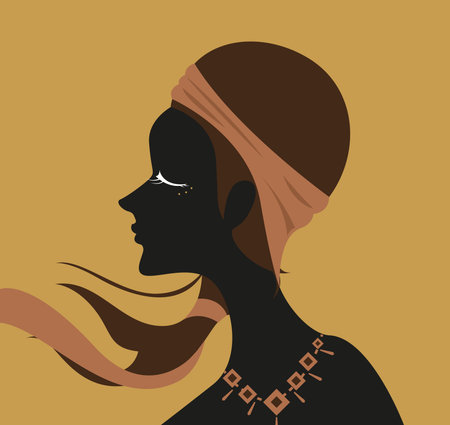 Woman has long hair and fabric headband のイラスト素材