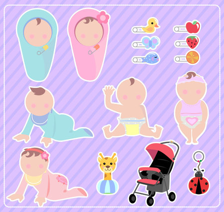 Baby and appliances. Toys and strollers.のイラスト素材