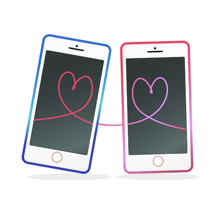 Smart phone use to communicate with one another.のイラスト素材