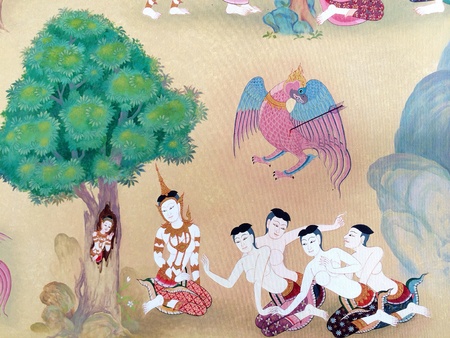 Thailand art for decorate wall in temple の素材
