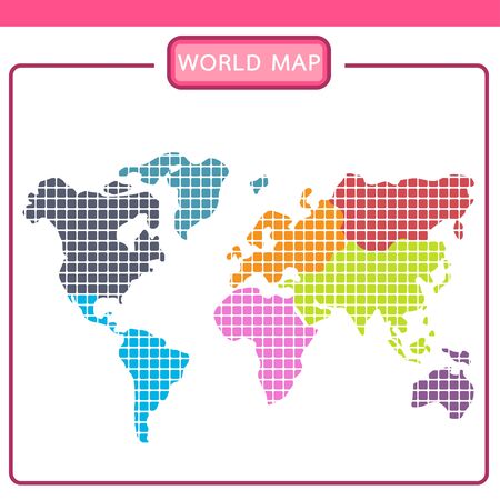 Graphic image of the world map divided into continents.のイラスト素材