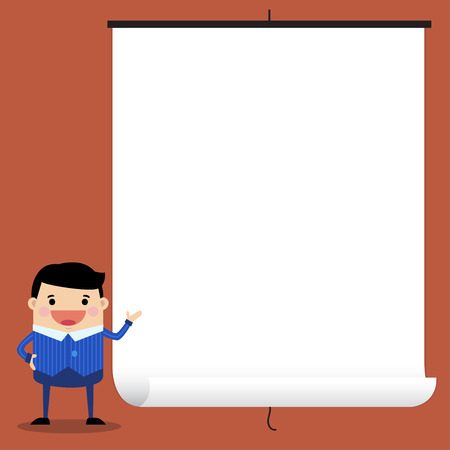 Vector of man are standing and to present a white paper for information.のイラスト素材