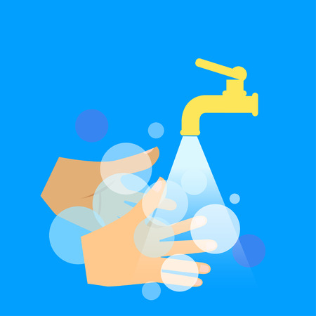 Flat vector of washing hand and faucet.のイラスト素材