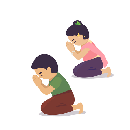 Man and lady are pray for respect.のイラスト素材