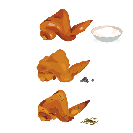 Three of chicken wing roast, grill and fried.のイラスト素材