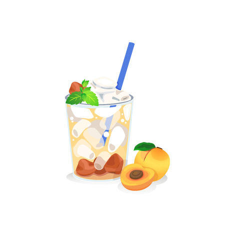 A glass of chinese plum juice and fresh plum.のイラスト素材