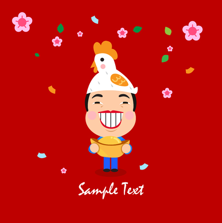 Card cover of happy new year have a smiling man and gold.のイラスト素材