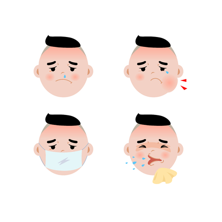 Four of facial signs of illnessのイラスト素材