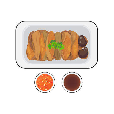 Pot stewed duck with mushroom in a plate.のイラスト素材