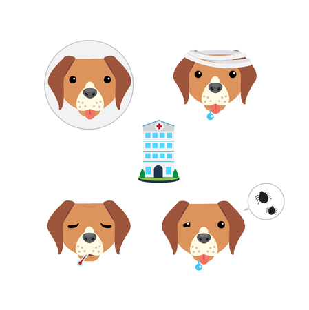 Icon set of sick dog iconのイラスト素材
