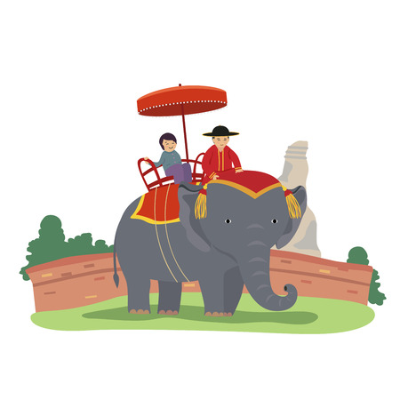 Vector of ride elephant travel in thailand.のイラスト素材
