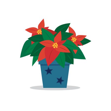 A pot of poinsettia for chriatmas or new year.のイラスト素材
