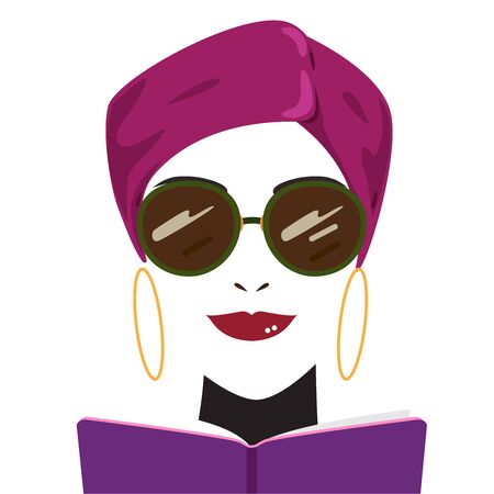 Vector - woman portrait reading book.のイラスト素材
