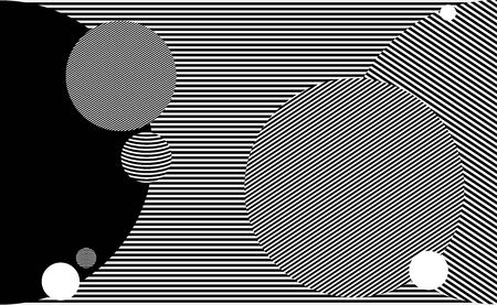 Black and white stripe baclground and circle shape.のイラスト素材