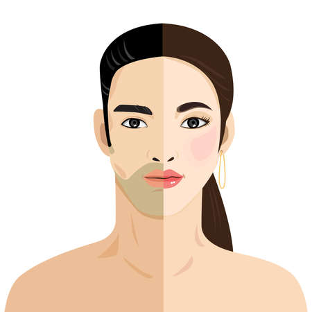 Face portrait : Half of meal and female face.のイラスト素材