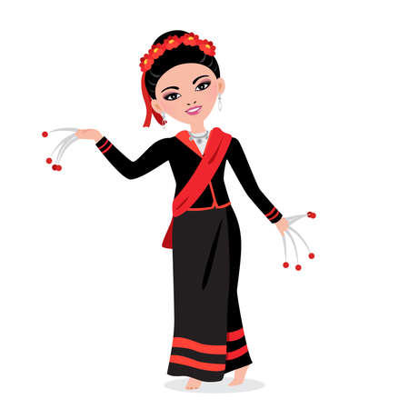 Phu Thai traditional folk dance in northern and northeast thailand.のイラスト素材