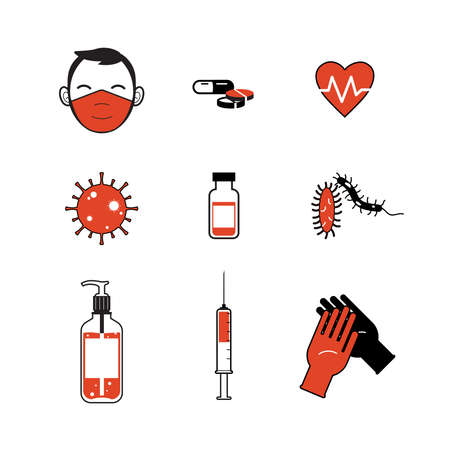 Collection of health care flat icon.のイラスト素材