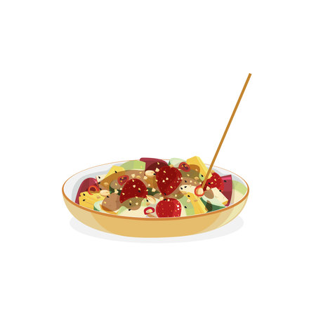 Rojak - spicy salad mix popular food in malaysia and singapore, indonesia cuisine.のイラスト素材