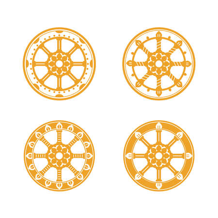 Collection buddhist icon wheel of dharma - Dharmachak.のイラスト素材