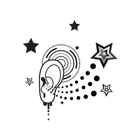 Vector ear graphic outline hearing audio sound.のイラスト素材