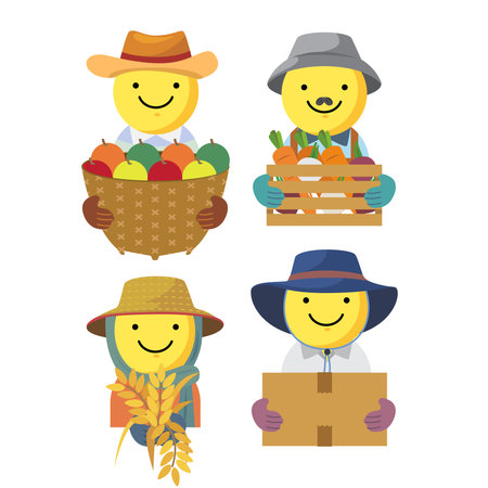 Harvest and farm - gardener or farmer icon emoji collection.のイラスト素材