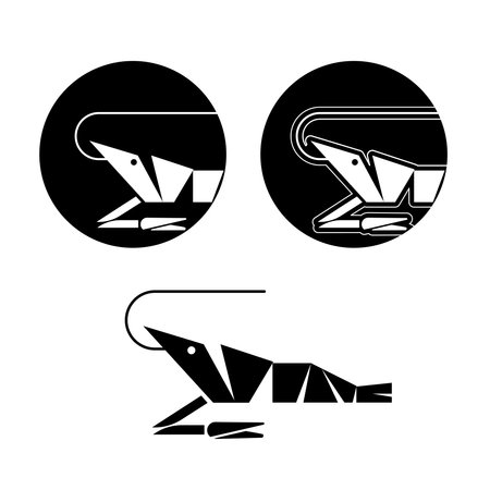 Black and white prawn  icon for decoration.のイラスト素材