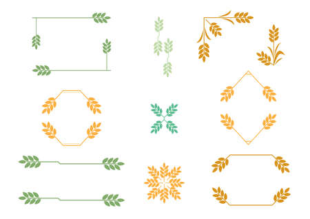 Graphic rice border and frame, design element.のイラスト素材