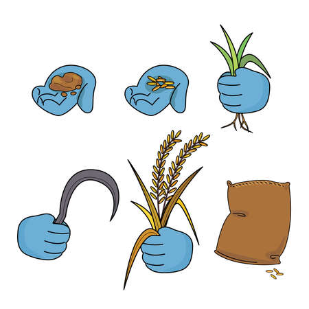 Farming hand icons agriculture, Farming symbol.のイラスト素材