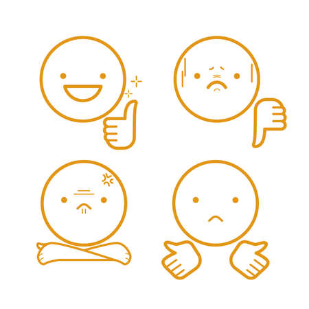 Vector emotion set outline icon - emoji collection.のイラスト素材