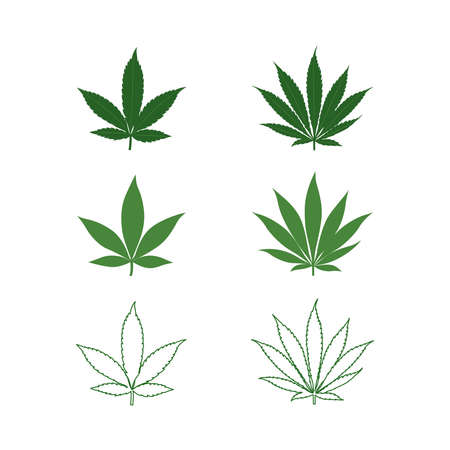 Icon set hemp and cannabis leaf.のイラスト素材