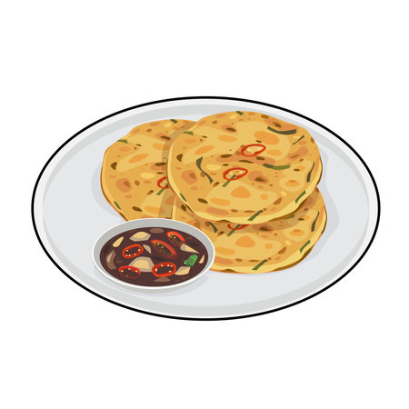 Bindaetteok ground mung bean Korean pancakeのイラスト素材