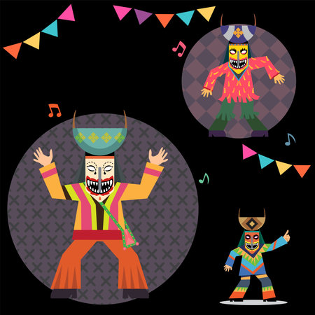 Phi ta khon is an Esan festival in Loei province, the Ghost Festival of Thailand.のイラスト素材