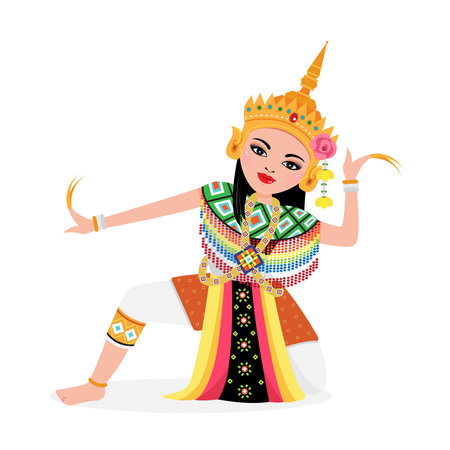 Thai traditional dance - Manorah dance in southern of thailand.のイラスト素材