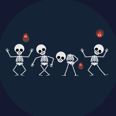 Halloween background skeleton and ghost dance.のイラスト素材