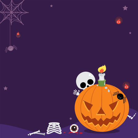 Halloween background or pumpkin and skeleton in halloween dayのイラスト素材