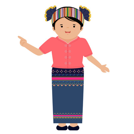 shan lady in north of thailand, China and myanmarのイラスト素材