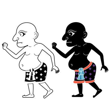 Nang talung - Thai traditional shadow puppet in southern of thailand. Thai shadow play vectorのイラスト素材