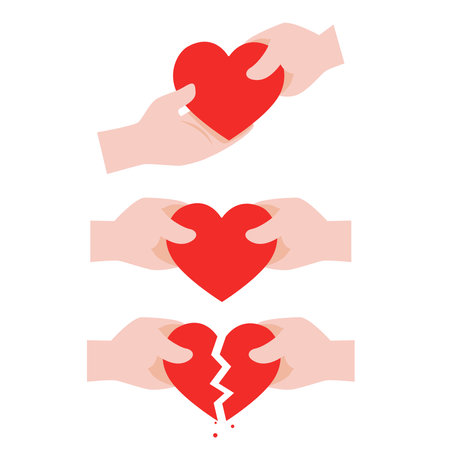 Human hands hilding give and broken heartのイラスト素材