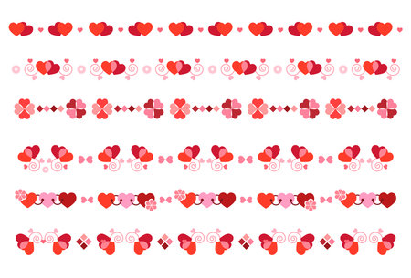 Vector red and pink heart shape border for decorationのイラスト素材