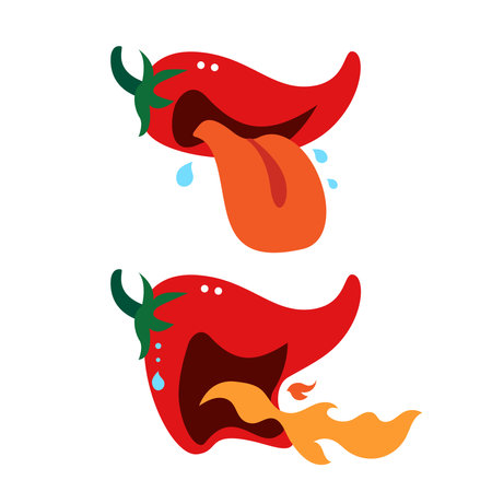 Hot and spicy chilli has fire spitting out.のイラスト素材