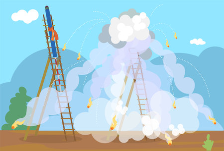 Thai sky rocket - 'Bun Bang fai' is Northeast(Esan) Thai folk traditional rocket festival.のイラスト素材