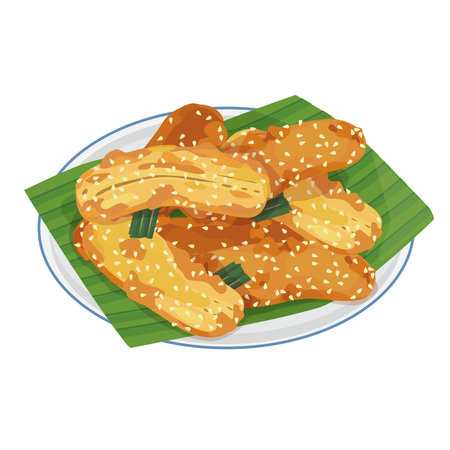 A dish of thai deep fried bananaのイラスト素材