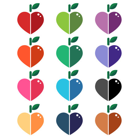 Collection of cute Fruit in heart shapeのイラスト素材