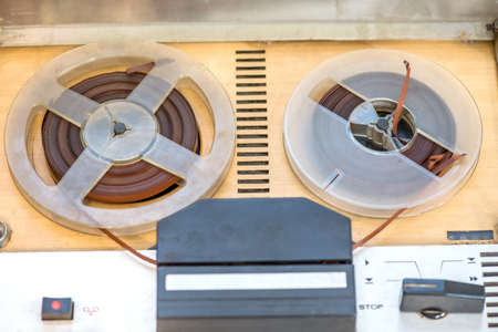 Vintage magnetic audio tape reel to reel recordeの写真素材